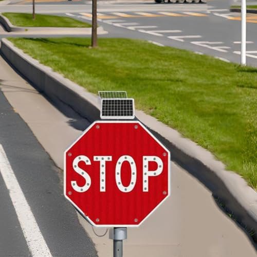 Solar LED 24 Stop Sign, Solar Powered LED Blinking Stop Signs
