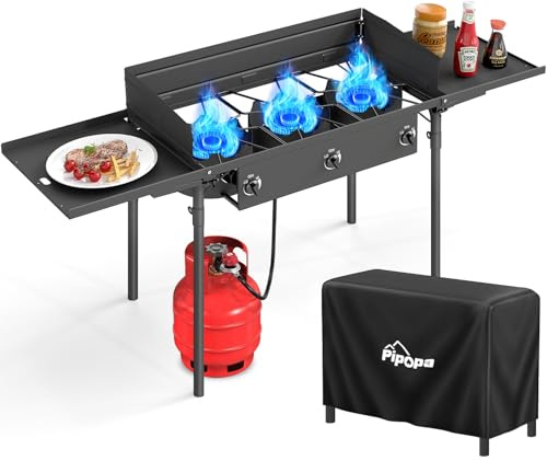 3 Burner Propane Camp Stove | 225,000 BTU | High Pressure Gas Burners