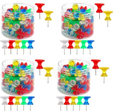 Reinscer Riesige Druckstifte 400Er-Pack Große Reißnägel für Pinnwände Aus Korktafel mit Kunststoffgehäuse