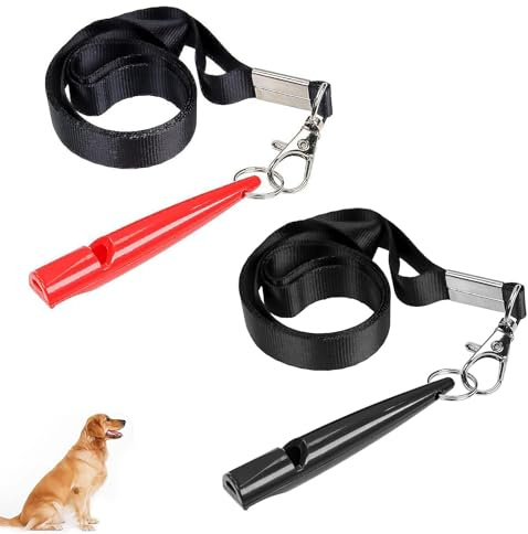 WQEDVN 2 PCS 210.5 Dog Whistles for Recall, Dog Training Whistle for Recall, for Dogs Training, Robust Material, Standard Frequency Is Loud and Wide-Reaching(Red+black)