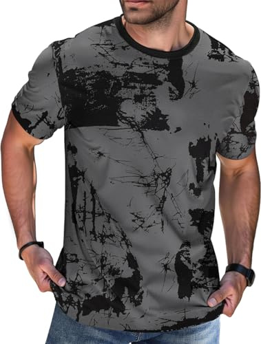 Furpazven Mens T Shirt UK Fashion Print Graphic Tshirt Hip Hop Casual T-Shirts Short Sleeve Tee Tops Shirts Grey L