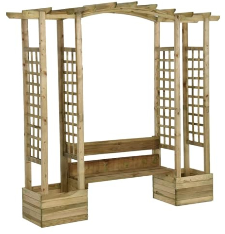 Gecheer Pergola de jardin avec banc et jardinières en bois de pin imprégné