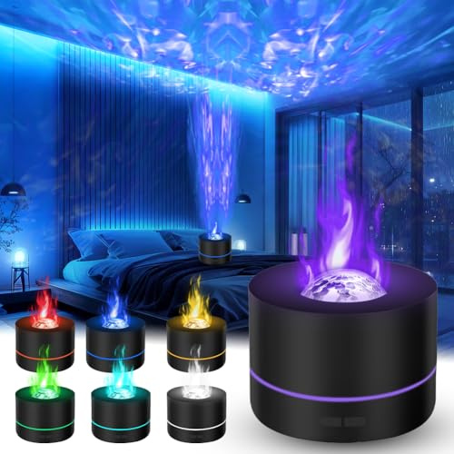3 in 1 Projektor Aroma Diffuser, 7-Farben-Licht Diffuser Ätherische Öle, Tragbarer Luftbefeuchter 200ml mit Sternenprojektor, Raumduft Diffuser für Raum Büro Yoga Spa, Wasserlose Abschaltautomatik