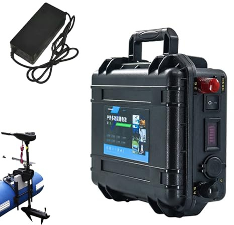 JHKJ Batterie Lithium 12 V 100 Ah 80 Ah 60 Ah pour propulseur d'extérieur, pour Moteur de Bateau électrique, hélice de Bateau de pêche, avec Chargeur,12v,60Ah