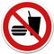 LabelDay Aufkleber Essen und Trinken verboten, Ø 12 cm, Rot, PVC, Rund, Outdoor, ISO 7010 P022