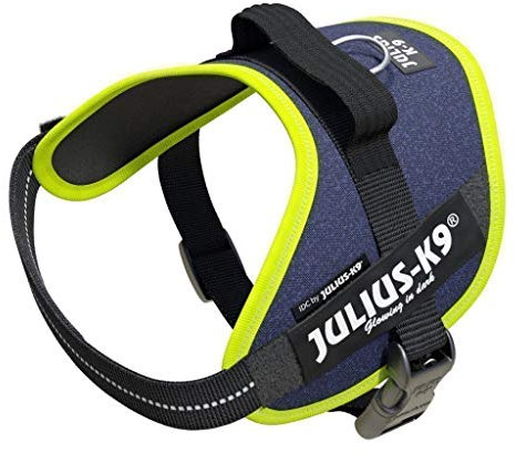 JULIUS K-9 IDC Powergeschirr, Größe: S / Mini, Jeans mit neon Randverzierung, 16IDC-FARNE-M