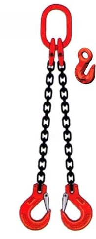 TRIZERATOP Kettengehänge Anschlagkette 2 Strang 6 mm mit Gabelkopfhaken mit Kettenkürzer (1 meter)