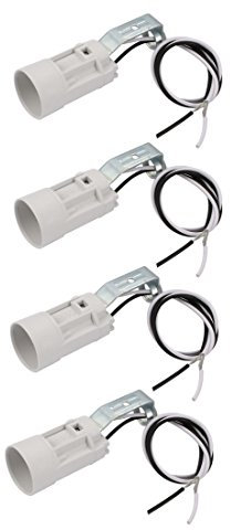 sourcingmap Lamp Socket, 111-240V 2A E14 70x23mm LED Bulb Light Holder for Floor Desk Table Lights, Plastic White, Pack of 4