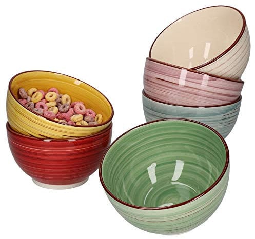 MamboCat 6er Set Schalen Rimini I 600ml I handbemalt I in 6 tollen Farben für Ihr Müsli, Salat, Nüsse, EIS, Chips und andere Knabbereien
