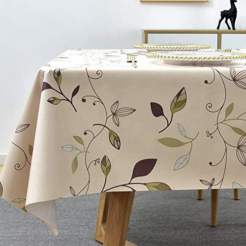Plenmor Wachstuchtischdecke PVC Tischdecke Plastik Tischdecke Outdoor, Table Cloth Waterproof Abwischbare Tischtuch Dining Table Cover (Herbstblätter, 137 x 275 cm)