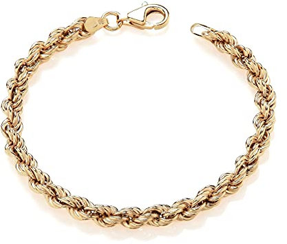 Old English Jewellers 9ct Yellow Gold on Silver Ladies Rope Bracelet - 5mm