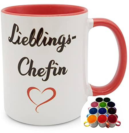 Tasse Lieblings-Chefin mit Herz Geschenk Kaffee-Becher – rot