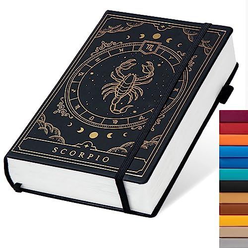 TIEFOSSI Constellations A5 gepunktetes Hardcover-Tagebuch, 100 g/m², 400 Seiten, Schreibpapier, Bullet Organizer, Notizbuch für Damen, Herren, Jugendliche (Skorpion)