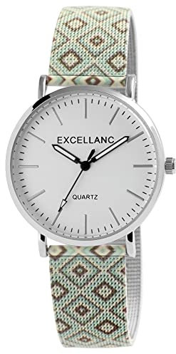 Excellanc Damen-Uhr Edelstahl Meshband Hakenverschluss Leuchtzeiger Quarz 1300037 (braun)
