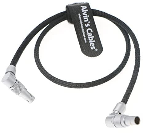 Alvin's Cables Red-Komodo V-Mount Battery-Plate Power-Cable Rotatable 2-Pin Male to Adjustable Right-Angle 2-Pin Male Cord for SmallHD-Monitor 45cm|18inches