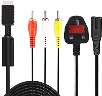 WICAREYO AC Power Cord with Audio Video RCA AV Cable for PS2 PS3 Gaming Systems Console