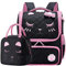 FEWOFJ Cute Black Backpacks with Lunch Box for Teen Girls, Kids Backpack for Toddler Preschool Bookbags Elementary School Bags
