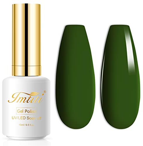 Gelnagellack, Imtiti 1 Stcs 15 ml Emerald Dunkelgrün-Farbe Einweichen von LED Langlebig Nagelpoliernageln Nagelkunst Starter Maniküre Salon DIY zu Hause, 0,5 Flüssigkeitsunzen