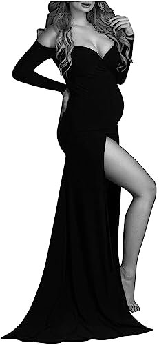 LAEMILIA Robe de Grossesse Shooting Photo Robes Maternité Longue Robe Femme Enceinte Grossesse Photo Robe Bustier Cérémonie Mariage Soirée Robe Photographie Moulante Couleur Unie S-XL