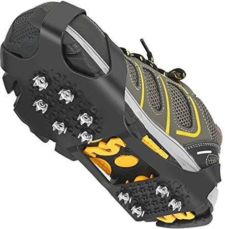 Grectek GT10 Leggero Ice Tacchetti,Ramponi da Ghiaccio Antiscivolo, in Acciaio Inossidabile per Scarponi Scarpe Winter Outdoor Camping Neve Pesca Caccia Camminare (M)