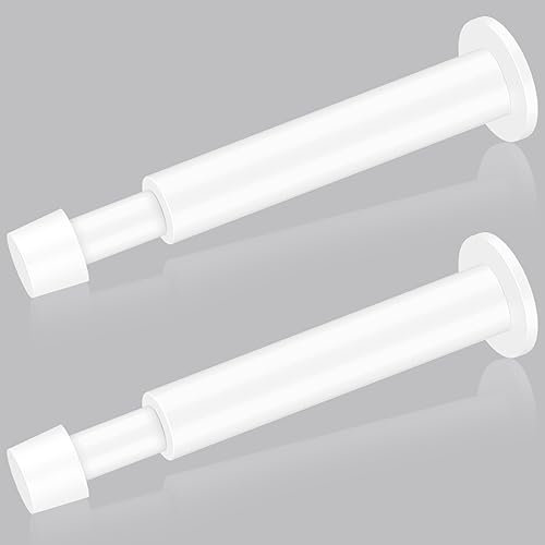 Door Stopper, White Door Stop, Wall Mounted Stainless Steel Door Stops with Soft Rubber Bumper Buffer Metal Heavy Modern Door Holder Protector, Doorsops for Skirtings, 2 Pack