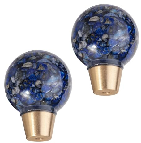 mookaitedecor Set of 2 Natural Crystal Ball Sphere Drawer Knobs with Screws | Resin Round Ball Healing Crystal Stone Knobs, Handles Pulls for Cabinets Cupboard Kitchen Door, Lapis Lazuli