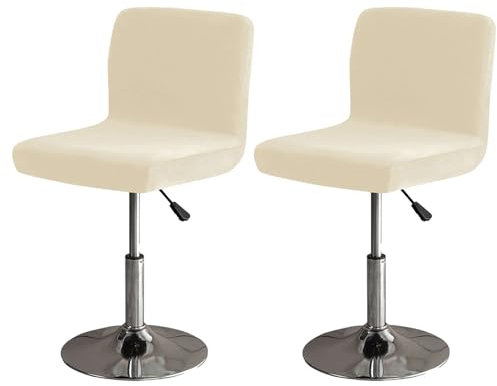 ZRCYXDW Elastisch Samt Barhocker Abdeckung, Barhocker Bezug Weicher Mit Elastischer Unterseite Hussen Für Barhocker Abnehmbarer Barstuhlbezug Mit Rückenlehne Waschbarer-Beige-2 Stück