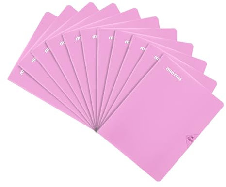 MINTRA LOT DE 10 Cahiers 90 gm agrafé couverture Poly 24x32 grands carreaux (seyes) 48 ou 96 pages assorties : Des cahiers pratiques et colorés pour une organisation optimale (48 pages, Rose)