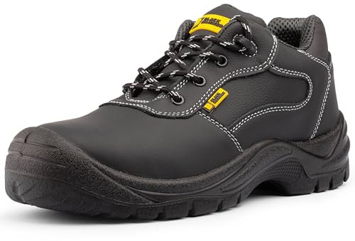 Black Hammer Men's Safety Trainers Steel Toe Cap and Midsole Protection Work Shoes for Professional Outdoor Jobs Warehouse & Utility Footwear Full-Grain Leather with Memory Foam Insoles Harry (9 UK)