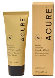 Acure Revived Radiance Overnight Mask - Night Face Mask for Sleeping, Hydrating Facial Jelly for Glass Skin & Natural Glow, Anti Aging & Nourishing with Encapsulated Retinol & Avocado Oil - 1.7 fl oz