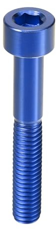 QUARKZMAN Fahrrad Vorbau Schraube M6x40 1 Stück Titanlegierung Blau | Gewinde M6x1, Gesamtgröße 46x10mm, Universal, CNC-Bearbeitet, Für Lenkkopf