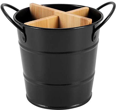 Tagtight Panier à couverts, fourchettes, Organisateur de couverts de cuisine, Support de rangement séparateur pour couteaux, Baguettes séparées Panier, Ustensiles de cuisine - Seau noir