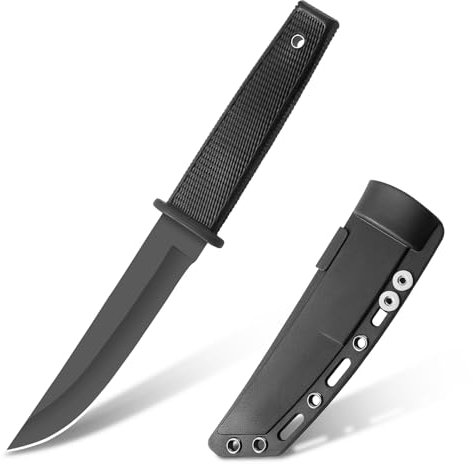 TIMKOSS Outdoor Camping Gürtelmesser Jagdmesser Überlebensmesser Survival Messer Edelstahl 440C, Angel Jagd Camping und Wanderwerkzeug, Gürtelmesser mit Kydex-scheide (Schwarz2)