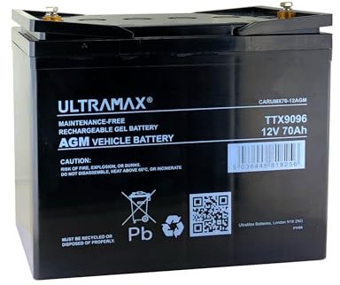 Ultramax TTX9096, 12v 70Ah AGM Leisure Battery for Caravan, Campervan, Motorhome & Boats