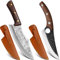 COOSNUG 2in1 Outdoor-Messer Hackmesser Küchenmesser mit Lederhülle Handgeschmiedete Ausbeinmesser Kochmesser Profi Wikinger Messer Japanisches Metzgermesser für Küche Grillmesser