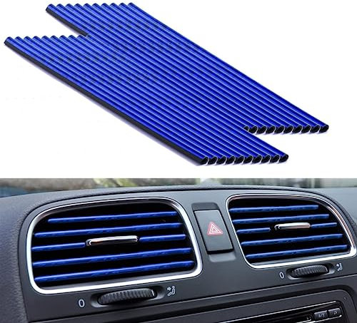 20 Stück Lüftungsschlitze Auto Deko Car air Vent Decoration Universelles Wasserdichtes Biegbares Auto Tuning Innenraum Geeignet Für Alle Geraden LüFtungsöFfnungen(Eisblau)