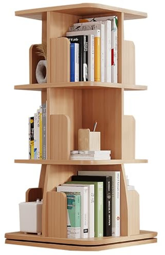 360° drehbares Bücherregal Kreatives Bücherregal aus Massivholz Turm Studentenarbeitszimmer Bücherregal Platzsparend Strukturelle Stabilität Geeignet für eine breite Palette von Anwendungen (Color :