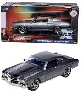 Jada Toys Fast and Furious Modellauto 1970 Chevrolet Chevelle SS (grau) - Film-Auto aus Fast & Furious 10 mit Teilen zum Öffnen, Maßstab 1:24 (19 cm), für Fans & Sammler ab 8 Jahre
