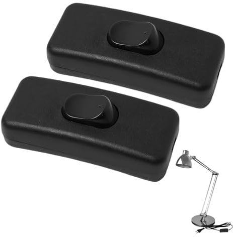2 Pack Table Lamp Switch Inline, Black Low Profile Torpedo Switches AC 250V 2A Dual Pole Tubular Light Switch Compatible 2-3 Core Round or Flat Wire for Desk Lamps Bulbs Small Appliance