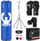 NZQXJXZ Boxsack Hängend für Erwachsene, 120cm Schwerer Boxsack, Boxtraining Ausrüstung mit Ungefüllten Boxing Bag, Reflex Ball, Boxhandschuhe, Boxbandagen, Boxset für MMA Karate Kickboxen Muay Thai