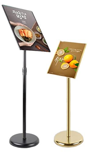 WIGSELBL Support réglable pour affiche sur pied en métal avec base, A2, A3, A4 - Support de panneau de menu pour affichage professionnel (Néro, A3)