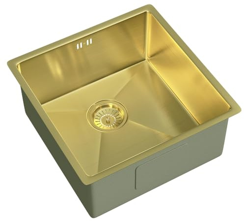Liquida EL440BR 1.0 Bowl Brushed Brass Undermount Kitchen Sink with Waste