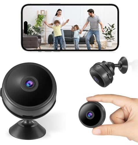 Mini-Kamera 1080P FHD Überwachungskamera innen WLAN Live Übertragung Handy APP WiFi Camera Indoor mit Akku Kleine Kompakte Sicherheitskamera mit Nachtsicht Bewegungsmelder für Baby Alten Haustier
