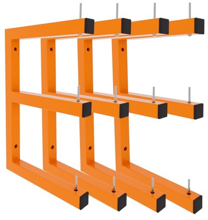 Cyhwealth Wandmontiertes Holzregal, robuste Holzregale mit 6-Ebenen-System, 571,5 kg, stabiler Garagenholz-Organizer, orangefarbene Holzregale für drinnen und draußen, 4 Stück