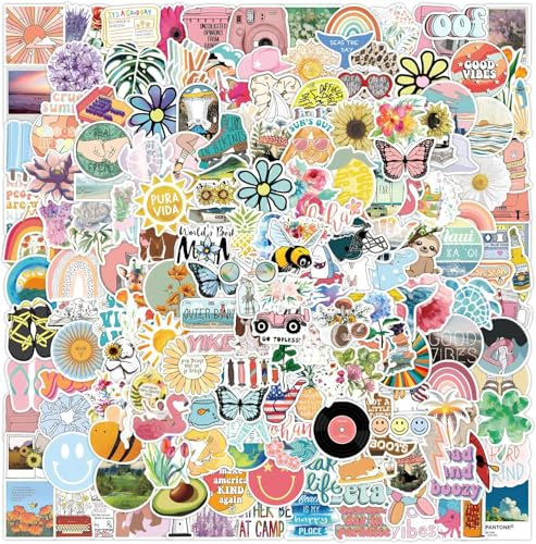 200Pcs Cute Water Bottle Stickers for Kids Teens Girls - Waterproof Vinyl Aesthetic Sticker for Laptop Skateboard Luggage - No Duplicates Classroom Prize Stickers for Students (200 Unique Designs)