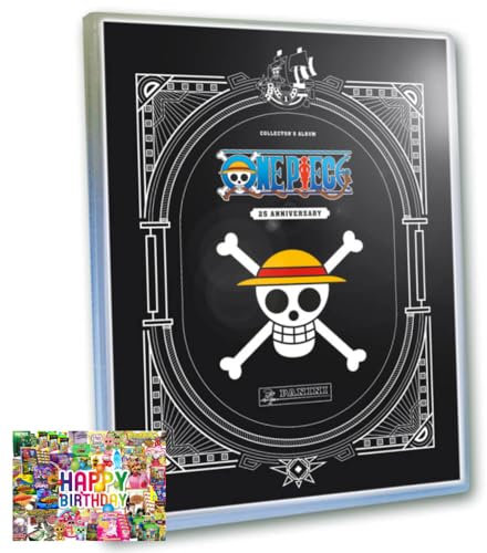 Bundle mit Panini One Piece Karten - Anniversary Sammelkarten (2025) - Auswahl + Exklusive Geburtstagskarte (1 Sammelmappe)