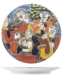 H&H - Set di 6 Piatti frutta - Pablo - in Stoneware Decorato - Piatti Eleganti da 20 cm, Lavabili in Lavastoviglie e Microonde - Design Ispirato a Pablo Picasso