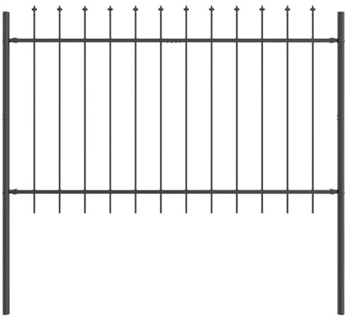 vidaXL Dekoratives graues Grenzzaunpanel | Robuster pulverbeschichteter Stahl | Moderne Außenzaunlösung | UV-beständiges Design, perfekt für Gärten und Höfen | Sichtschutz-Gartenbarriere