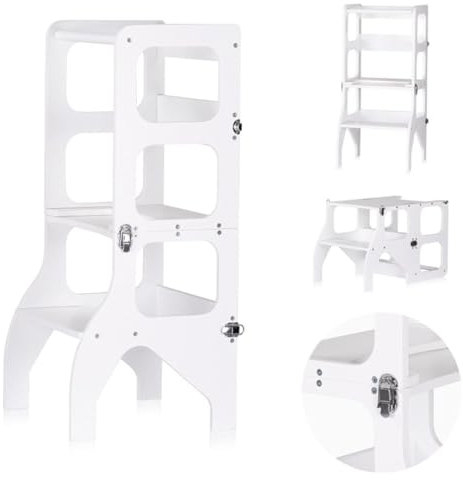 Chipolino Kinder Lernturm 2 in 1, Tisch und Hocker, Helferturm, Stehhilfe, Holz