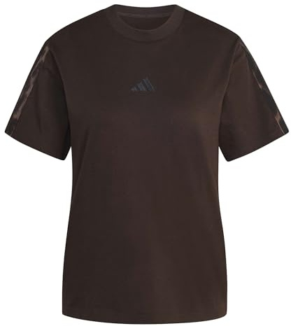 adidas Women's Seasonal Essentials Leopard Print T-Shirt with 3-Stripes, Aurora Coffee/Multicolor, M